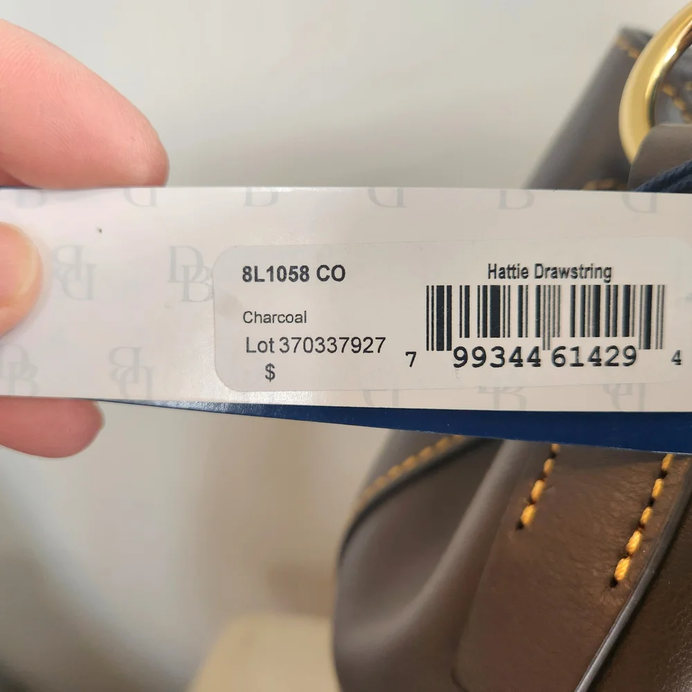 NWT Dooney & Bourke Charcoal Hattie Drawstring Florentine Bucket Bag - Picture 7 of 14